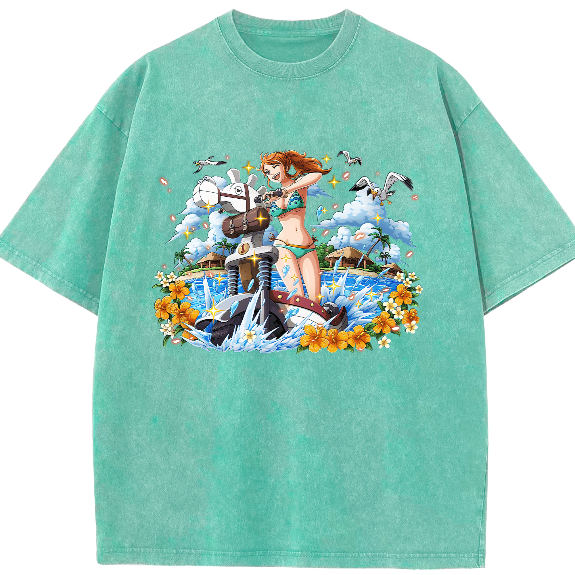 ワンピース ナミ ONE PIECE Nami 綿100% ヴィンテージ風 半袖Tシャツ（フロントプリント）